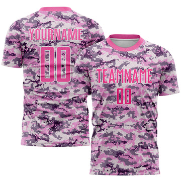 Custom Camo Pink-White Sublimation Salute To Service Soccer Uniform Jersey