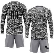 Load image into Gallery viewer, Custom Camo Black-Gray Sublimation Salute To Service Soccer Uniform Jersey
