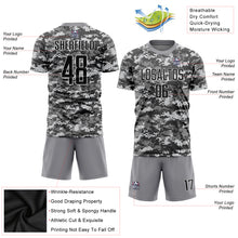 Load image into Gallery viewer, Custom Camo Black-Gray Sublimation Salute To Service Soccer Uniform Jersey
