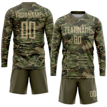 Load image into Gallery viewer, Custom Camo Vegas Gold-Olive Sublimation Salute To Service Soccer Uniform Jersey
