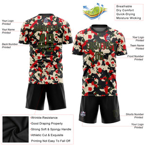 Custom Camo Olive-Black Sublimation Salute To Service Soccer Uniform Jersey