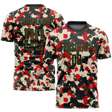 Load image into Gallery viewer, Custom Camo Olive-Black Sublimation Salute To Service Soccer Uniform Jersey
