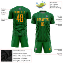 Laden Sie das Bild in den Galerie-Viewer, Custom Kelly Green Gold Sublimation Soccer Uniform Jersey
