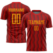 Load image into Gallery viewer, Custom Red Gold Sublimation Soccer Uniform Jersey
