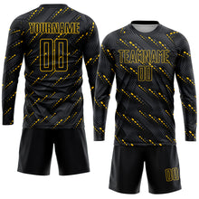 Laden Sie das Bild in den Galerie-Viewer, Custom Black Black-Gold Sublimation Soccer Uniform Jersey
