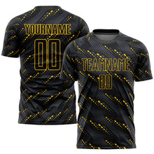 Laden Sie das Bild in den Galerie-Viewer, Custom Black Black-Gold Sublimation Soccer Uniform Jersey
