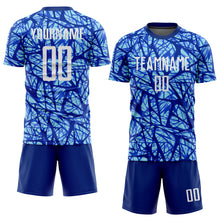Laden Sie das Bild in den Galerie-Viewer, Custom Royal White-Light Blue Sublimation Soccer Uniform Jersey
