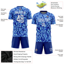 Laden Sie das Bild in den Galerie-Viewer, Custom Royal White-Light Blue Sublimation Soccer Uniform Jersey
