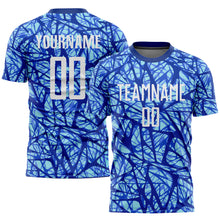 Laden Sie das Bild in den Galerie-Viewer, Custom Royal White-Light Blue Sublimation Soccer Uniform Jersey
