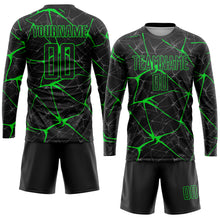 Laden Sie das Bild in den Galerie-Viewer, Custom Black Neon Green Sublimation Soccer Uniform Jersey
