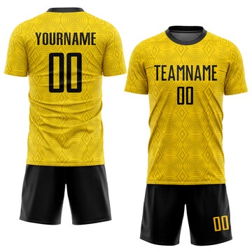 Custom Gold Black Sublimation Soccer Uniform Jersey