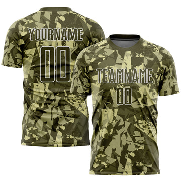 Custom Camo Olive-White Sublimation Salute To Service Soccer Uniform Jersey