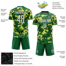 Load image into Gallery viewer, Custom Camo White-Kelly Green Sublimation Salute To Service Soccer Uniform Jersey
