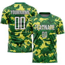 Load image into Gallery viewer, Custom Camo White-Kelly Green Sublimation Salute To Service Soccer Uniform Jersey
