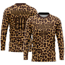 Load image into Gallery viewer, Custom Brown Brown-Old Gold Sublimation Leopard Soccer Uniform Jersey
