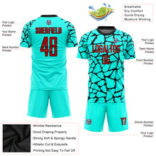 Load image into Gallery viewer, Custom Aqua Red-Black Sublimation Soccer Uniform Jersey
