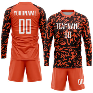 Custom Orange White-Black Sublimation Soccer Uniform Jersey