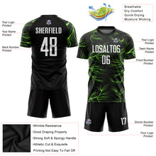 Laden Sie das Bild in den Galerie-Viewer, Custom Black White-Neon Green Sublimation Soccer Uniform Jersey
