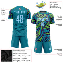 Laden Sie das Bild in den Galerie-Viewer, Custom Teal Light Blue-Kelly Green Sublimation Soccer Uniform Jersey
