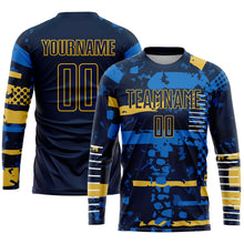 Laden Sie das Bild in den Galerie-Viewer, Custom Navy Navy-Gold Sublimation Soccer Uniform Jersey
