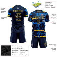 Laden Sie das Bild in den Galerie-Viewer, Custom Navy Navy-Gold Sublimation Soccer Uniform Jersey
