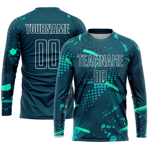 Custom Green Green-Teal Sublimation Soccer Uniform Jersey