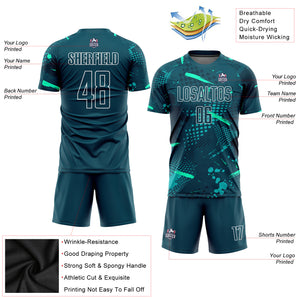 Custom Green Green-Teal Sublimation Soccer Uniform Jersey