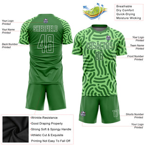 Custom Neon Green Kelly Green-White Sublimation Soccer Uniform Jersey