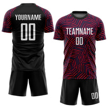 Load image into Gallery viewer, Custom Black White-Red Sublimation Soccer Uniform Jersey
