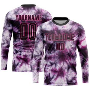 Custom Tie Dye Black-Pink Sublimation Soccer Uniform Jersey