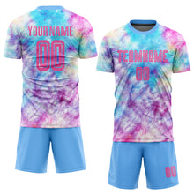 Laden Sie das Bild in den Galerie-Viewer, Custom Tie Dye Pink-Light Blue Sublimation Soccer Uniform Jersey
