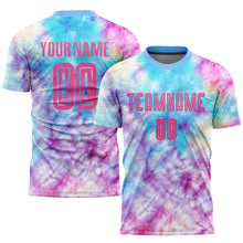 Laden Sie das Bild in den Galerie-Viewer, Custom Tie Dye Pink-Light Blue Sublimation Soccer Uniform Jersey
