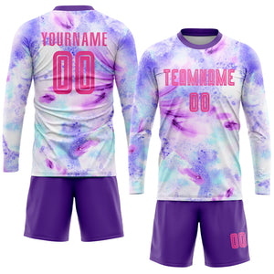 Custom Tie Dye Pink-Purple Sublimation Soccer Uniform Jersey