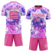Laden Sie das Bild in den Galerie-Viewer, Custom Tie Dye Pink-White Sublimation Soccer Uniform Jersey
