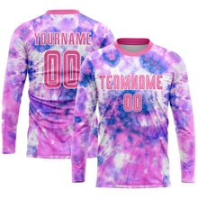 Load image into Gallery viewer, Custom Tie Dye Pink-White Sublimation Soccer Uniform Jersey
