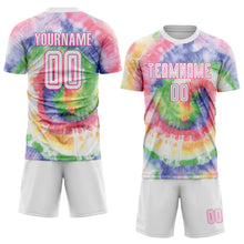 Laden Sie das Bild in den Galerie-Viewer, Custom Tie Dye White-Pink Sublimation Soccer Uniform Jersey
