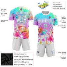 Load image into Gallery viewer, Custom Tie Dye White-Light Blue Sublimation Soccer Uniform Jersey
