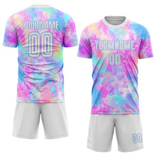 Load image into Gallery viewer, Custom Tie Dye White-Light Blue Sublimation Soccer Uniform Jersey
