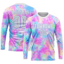 Load image into Gallery viewer, Custom Tie Dye White-Light Blue Sublimation Soccer Uniform Jersey
