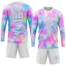 Load image into Gallery viewer, Custom Tie Dye White-Light Blue Sublimation Soccer Uniform Jersey
