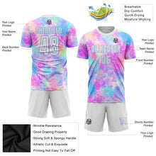 Laden Sie das Bild in den Galerie-Viewer, Custom Tie Dye White-Light Blue Sublimation Soccer Uniform Jersey

