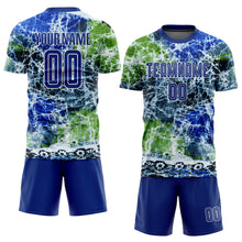 Load image into Gallery viewer, Custom Tie Dye Royal-White Sublimation Soccer Uniform Jersey
