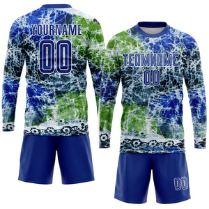 Custom Tie Dye Royal-White Sublimation Soccer Uniform Jersey