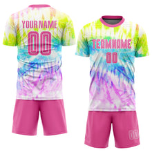 Load image into Gallery viewer, Custom Tie Dye Pink-White Sublimation Soccer Uniform Jersey
