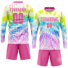 Load image into Gallery viewer, Custom Tie Dye Pink-White Sublimation Soccer Uniform Jersey
