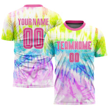 Load image into Gallery viewer, Custom Tie Dye Pink-White Sublimation Soccer Uniform Jersey
