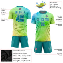 Laden Sie das Bild in den Galerie-Viewer, Custom Tie Dye Teal-White Sublimation Soccer Uniform Jersey
