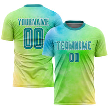 Load image into Gallery viewer, Custom Tie Dye Teal-White Sublimation Soccer Uniform Jersey
