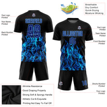 Charger l&#39;image dans la galerie, Custom Black Royal-Light Blue Flame Sublimation Soccer Uniform Jersey
