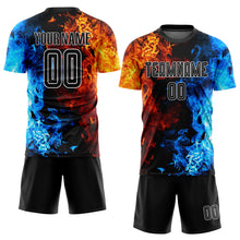 Laden Sie das Bild in den Galerie-Viewer, Custom Figure Black-White Flame Sublimation Soccer Uniform Jersey
